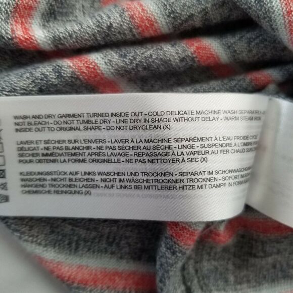 The Fifth Label T-Shirt Gray‎ Peach Striped Viscose Blend Thin Ruffle Hem Size M - Picture 9 of 10